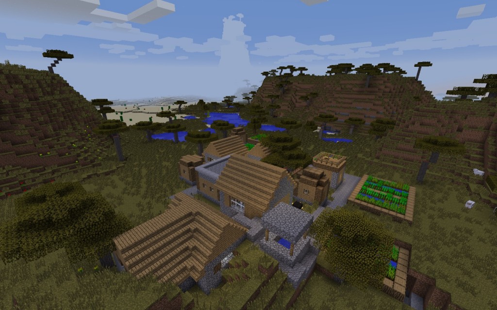Desert Temple and Village Near the Jungle, Extreme Hill Mineraft 1.7.10/1.8.0 Seed