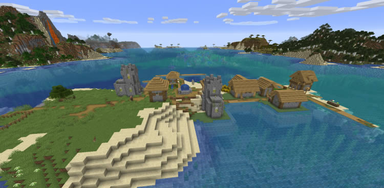Village on Ocean Shore Seed for Minecraft 1.14.4/1.12.2