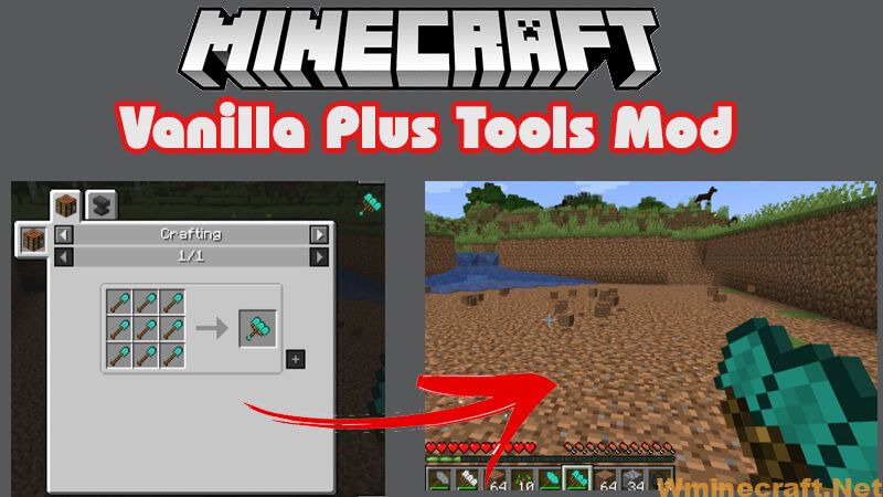 Vanilla Plus Tools Mod - 3×3 blocks - Minecraft 1.16.5,1.15.2 and 1.12.2